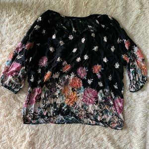 Black blouse with flowers